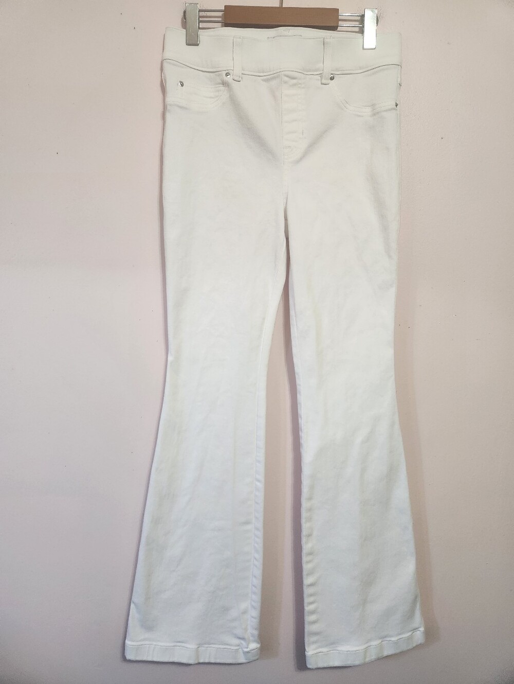 Spanx White Pull-On High Rise Flare Denim Jean Leggings Tummy Control M 20349Q